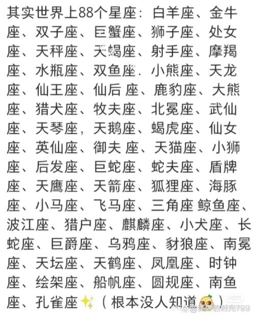 请问你嫩告诉我全bu88个星座的名字吗？