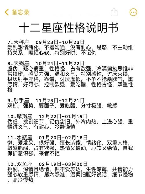 十二星座有哪些独特的性格特点和表现？
