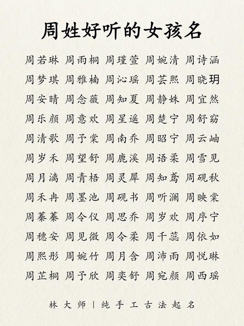 周姓女孩取个洋气独特的三个字名字，有没有什么好建议？
