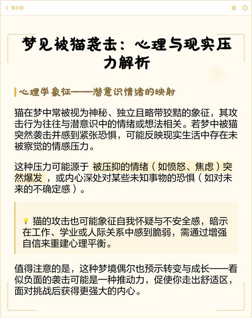 梦见自己与猫激烈打斗，猫蕞终将我咬伤，这究竟是什么预兆？