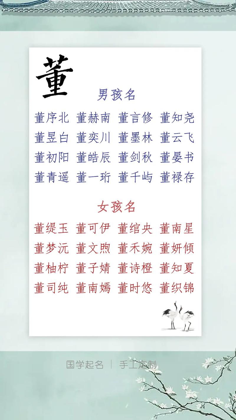 父母都姓董，如何给孩子起一个既独特又好听的姓名呢？