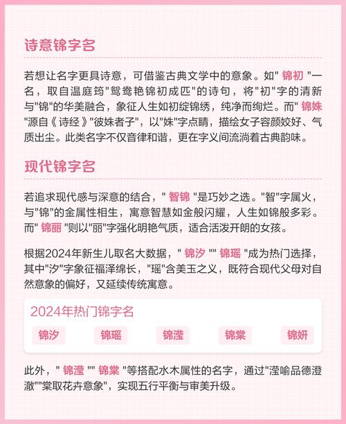 锦字在女孩名字中的寓意是什么取名为锦字好不好？
