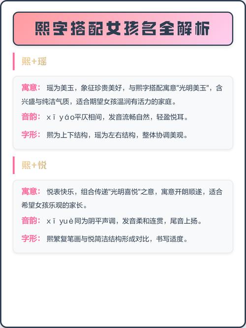 带熙字的女孩名字，熙字搭配什么字起名比较好？