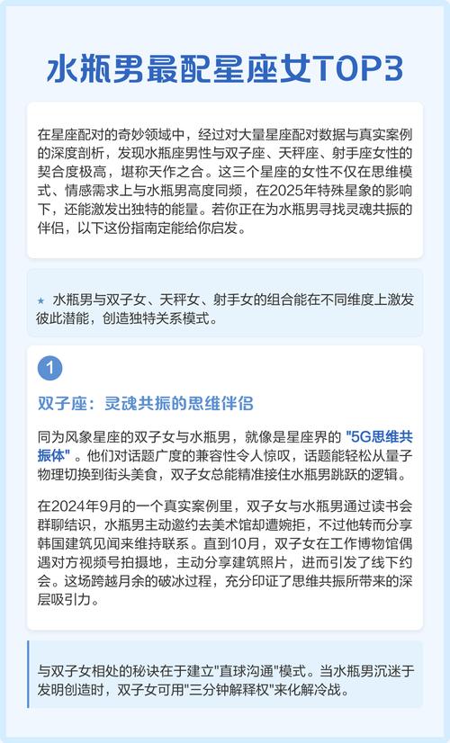 水瓶座男性与哪个星座女性最匹配？
