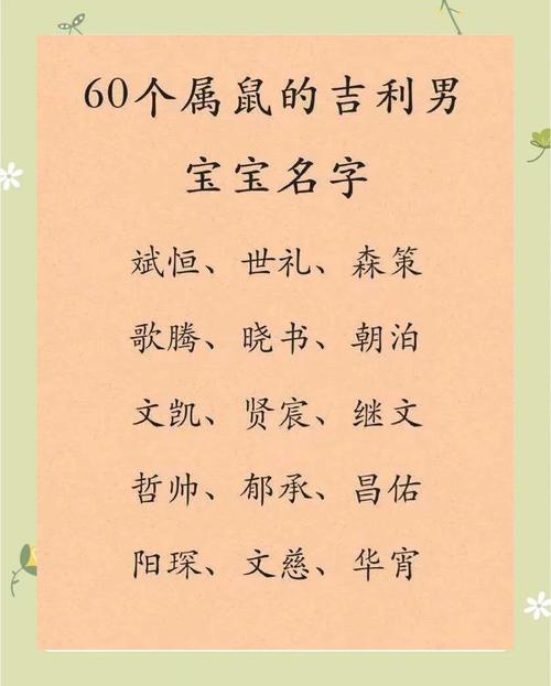 属鼠的男孩取什么名字既吉利又好听呢？