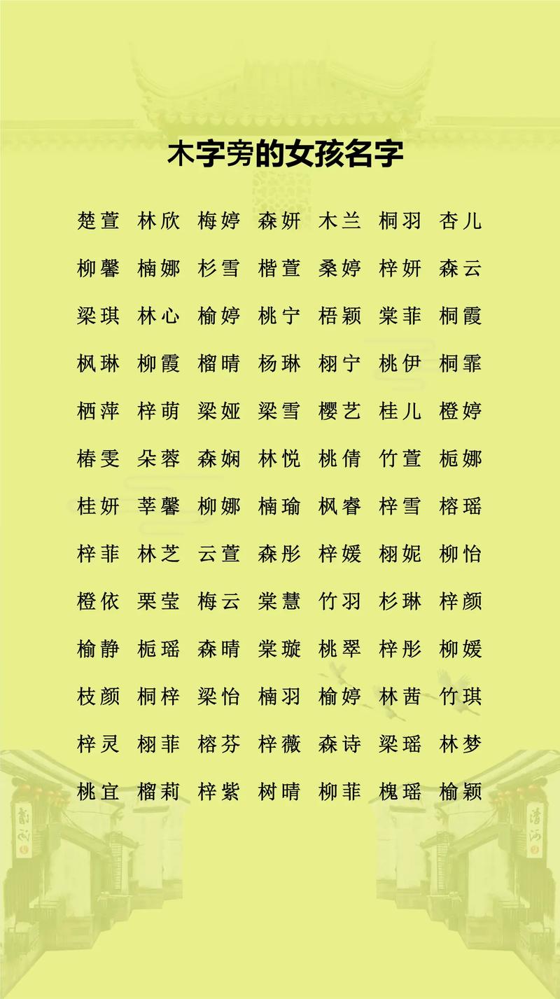 有哪些带木字旁的好听字适合作为女孩的名字？