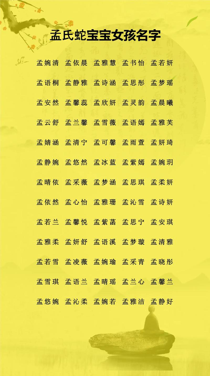 孟姓女孩取什么名字既文雅又独特？