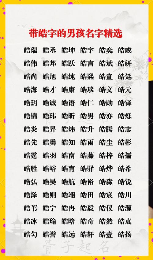有没有什么带皓字的男孩名字，寓意最好，特别吉利呢？