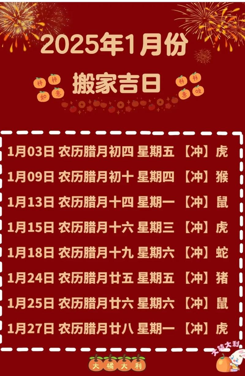 农历一月有哪些黄道吉日适合搬家？