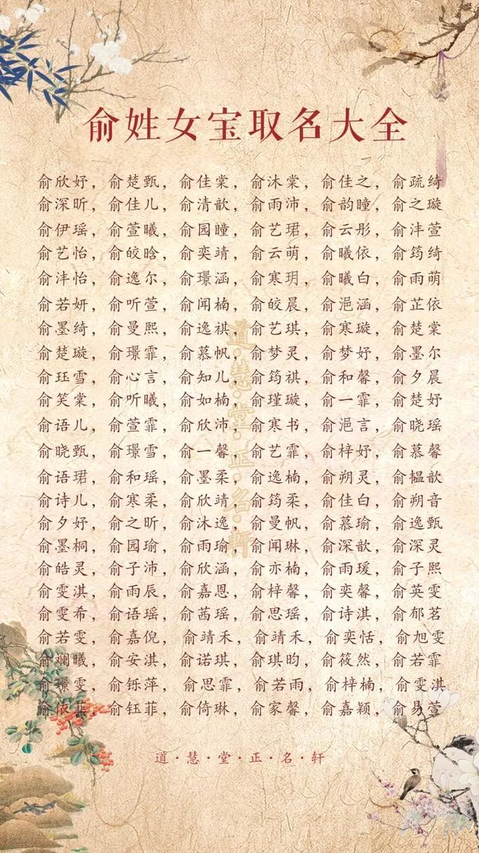 有哪些时尚的俞姓女孩名字适合虎宝宝？