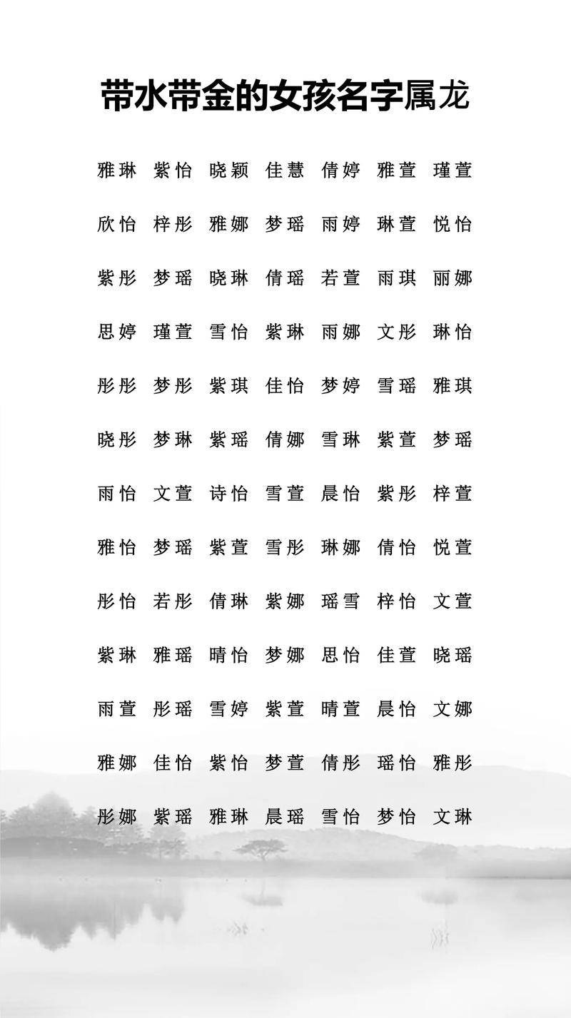五行缺金缺水女孩取名，有没有既含金又带水的寓意美好名字推荐？