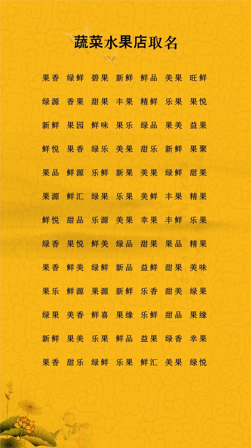 蔬菜水果店起名大全集里有哪些好名字推荐？