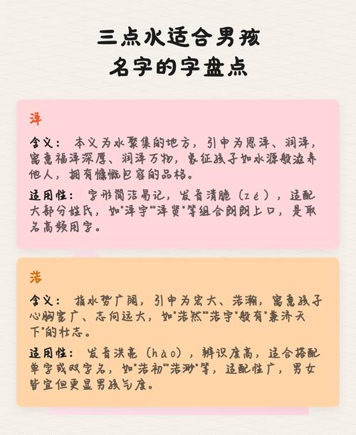 有哪些带三点水的字适合用作名字？