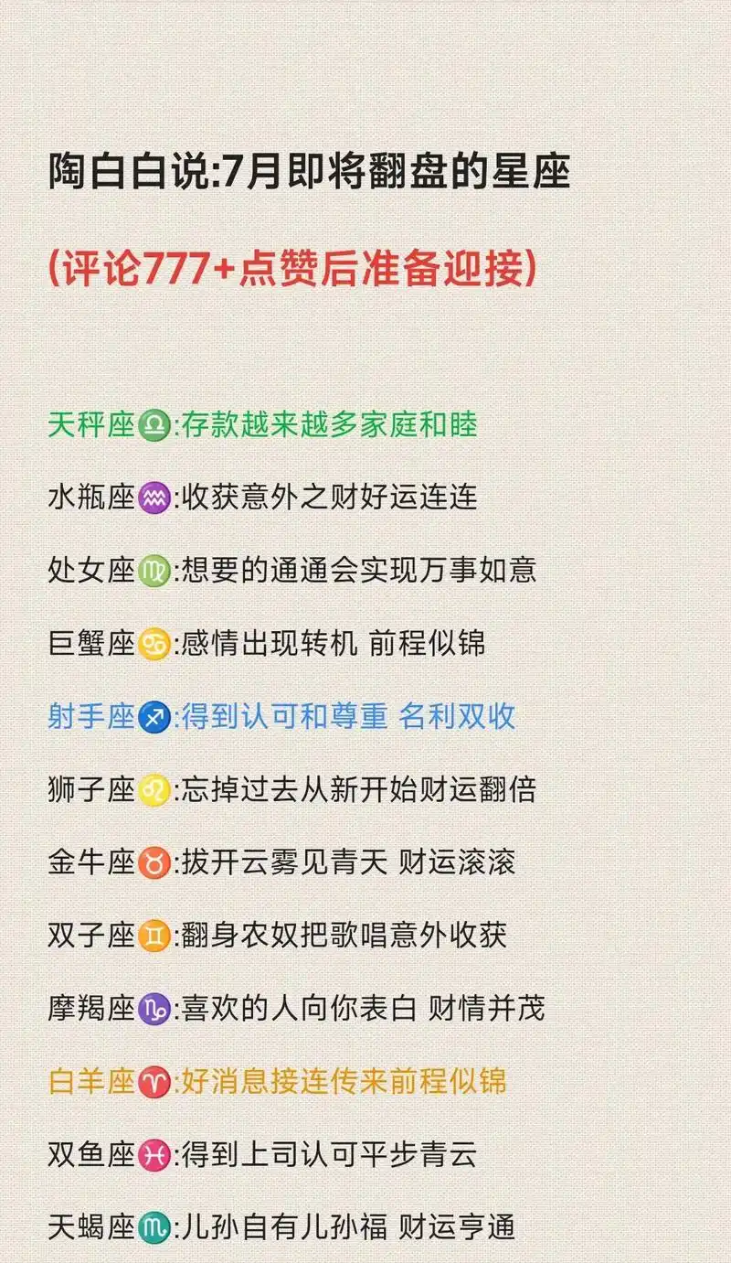 十二星座在七月份的财运状况具体如何？