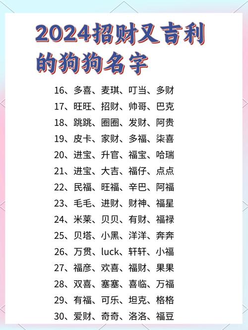 狗狗起什么名字既吉利又好听，有没有什么好听的推荐呢？