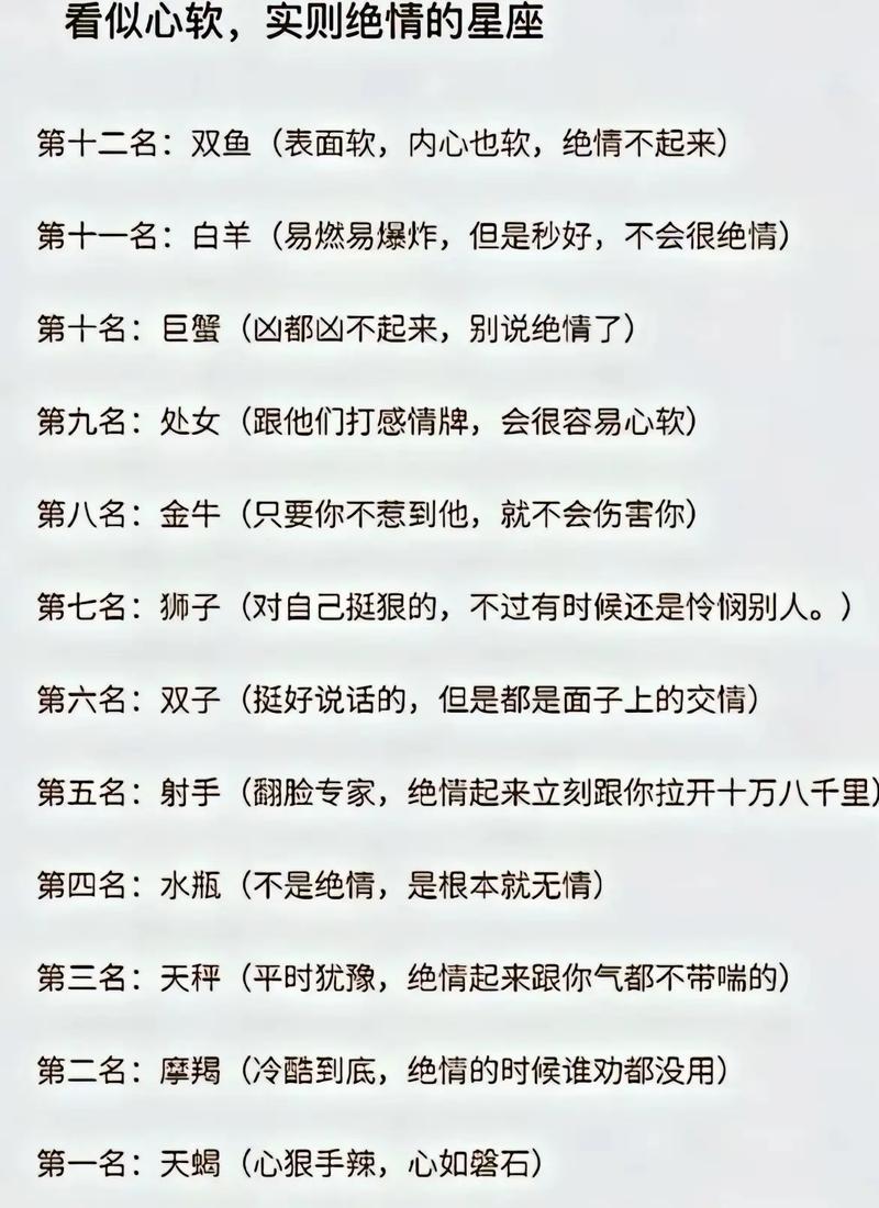 哪个星座被公认为最绝情，位列最绝情的三大星座之首？