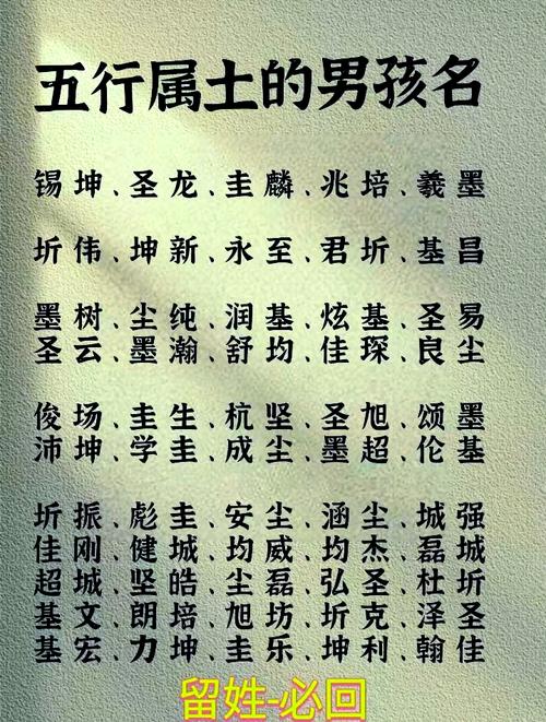 五行中土金属性的字能组成哪些名字呢？