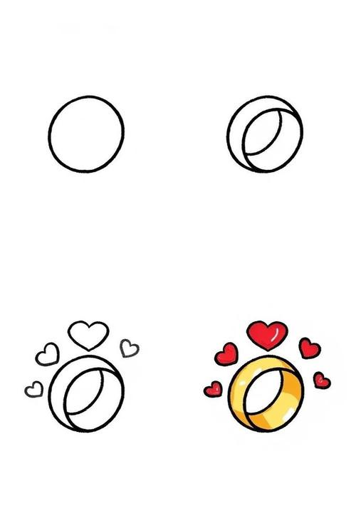 如何绘制十二星座主题的结婚戒指简笔画设计图？