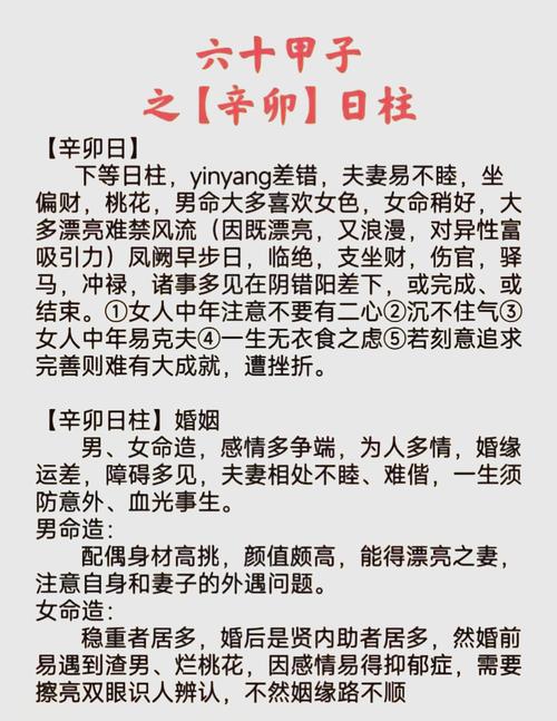 辛卯日柱男女命运如何？能否详细分析一下？