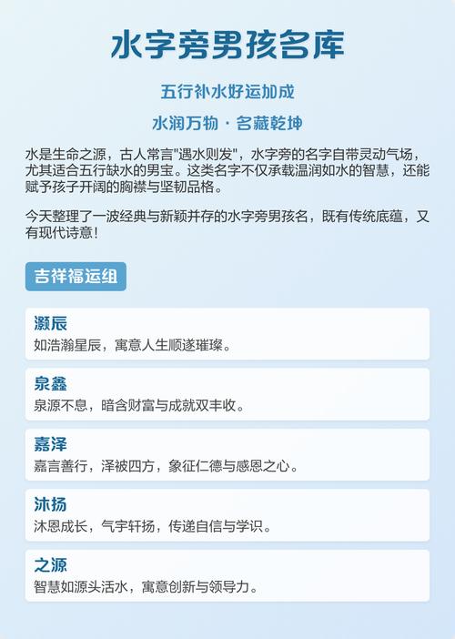 适合男孩取名带有水字旁的字有哪些推荐？
