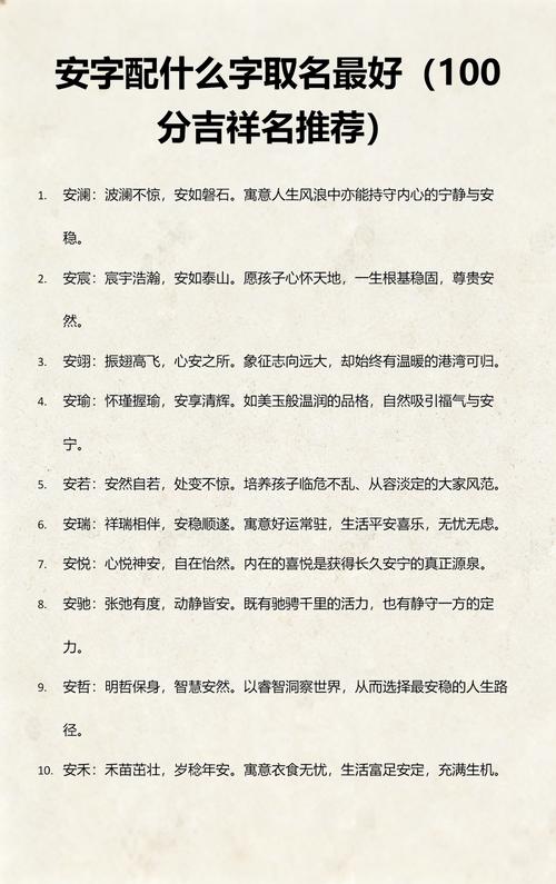 安字搭配哪个字听起来更好听呢？有没有什么好听的组合推荐？