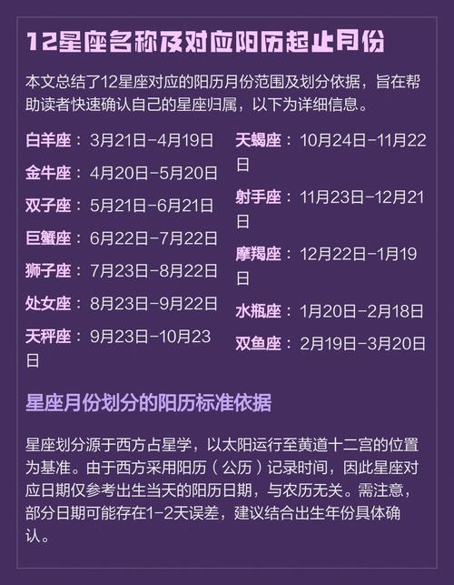 哪些星座属于哪个月份？公历十二星座的月份分布是怎样的？