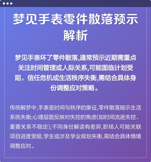 梦见手表零件散落一地，这究竟预示着什么含义呢？
