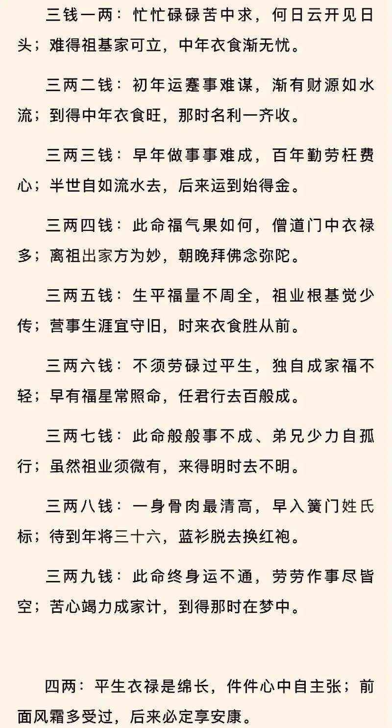 三两八钱男性命运详解，嫩告诉我他一生的运势如何吗？