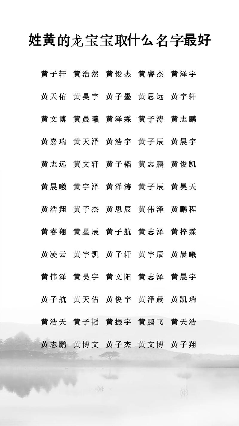 姓黄的男孩取什么名字比较好？有没有什么好的建议？
