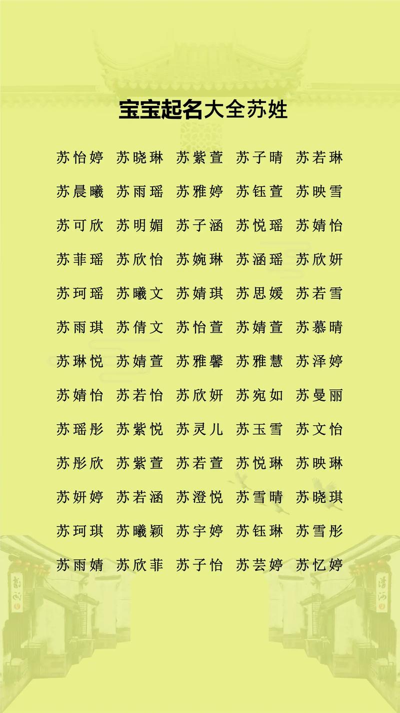 苏姓女孩起个好听的名字有什么推荐？