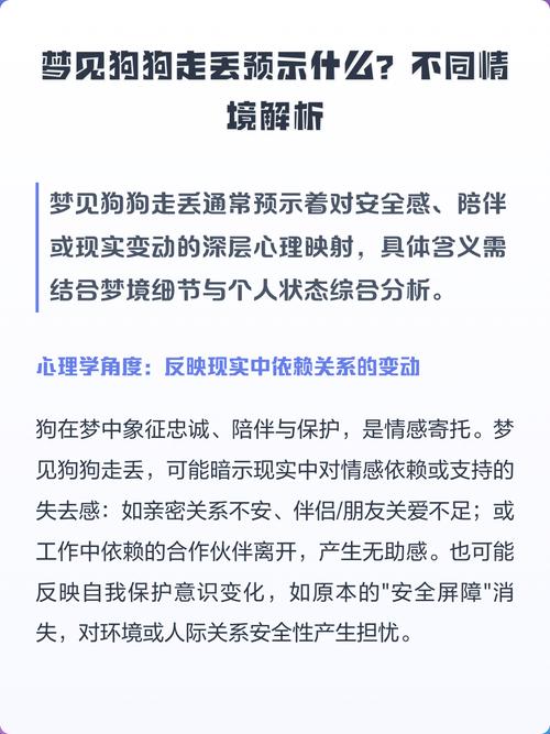 梦见狗丢失了预示着什么含义或象征？