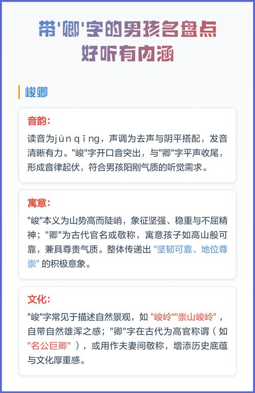 男孩名字中带卿字有什么美好寓意？