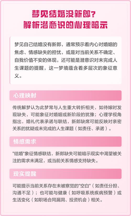 梦见结婚新郎为何没来接我，这预示着什么？
