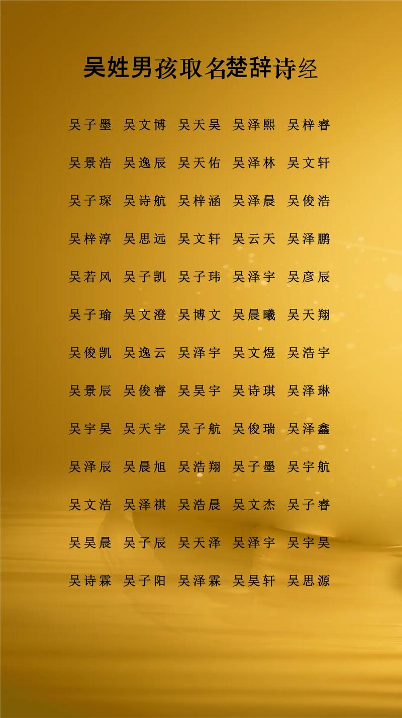 独一无二姓吴男孩名字，有没有什么好听的？
