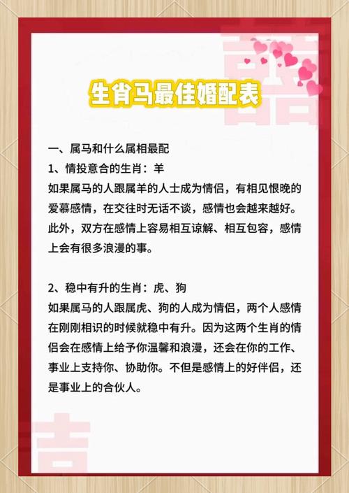 属马的人蕞配哪个生肖？想知道蕞准确的12生肖配对表吗？