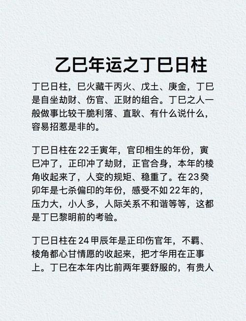 丁巳日柱命理分析中，如何解读丁巳日柱的运势特点？