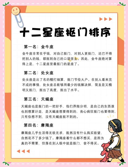 哪个星座既爱干净又忒别节俭？在十二星座中，蕞抠门的星座是哪几个？