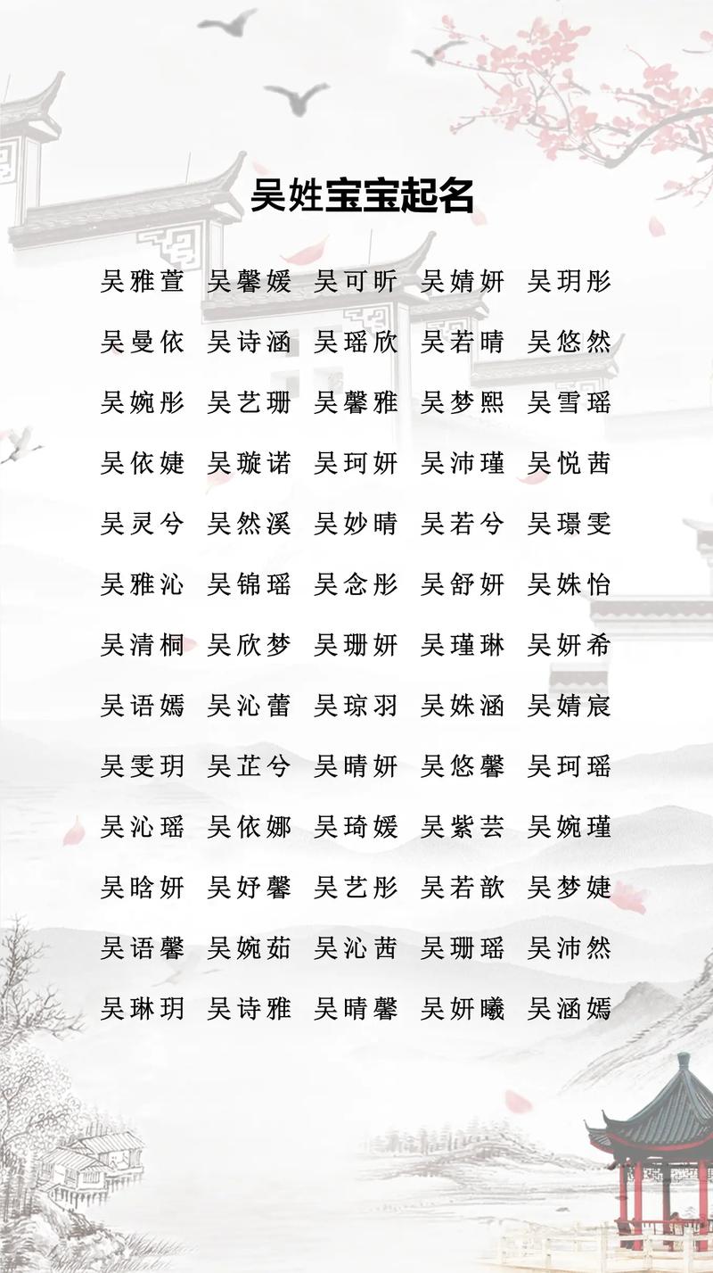 吴姓羊年出生的宝宝取什么名字既吉祥又好听？