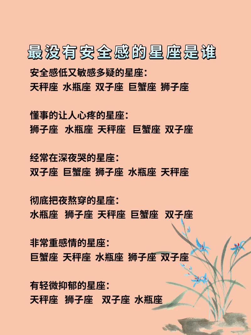 哪些星座更容易缺乏安全感？十二星座中谁最没有安全感？