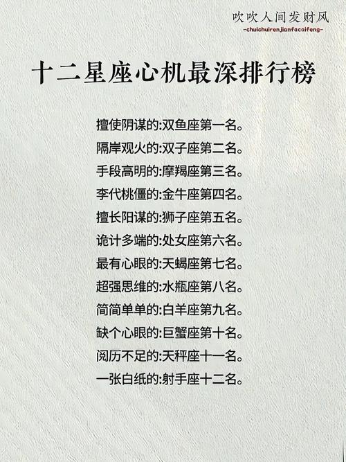 哪个星座在职场中被称为心机最深，心计指数最高？