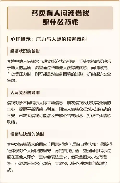 梦见自己借钱给别人有什么吉凶预兆？