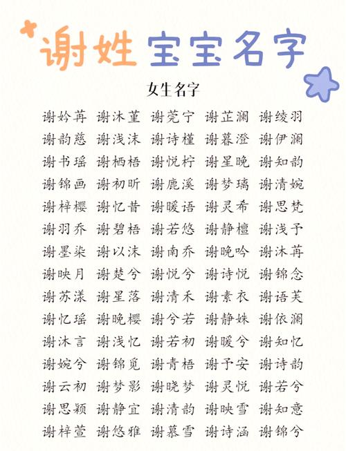 谢姓女孩名字有哪些寓意好听的组合推荐？
