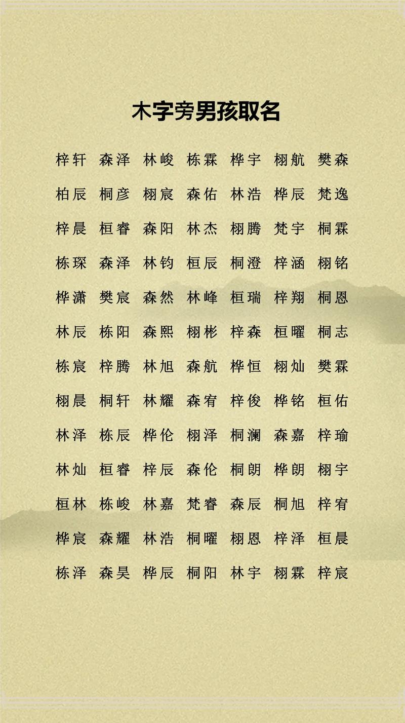 有哪些带有木字旁的男孩名字可以成长尾？