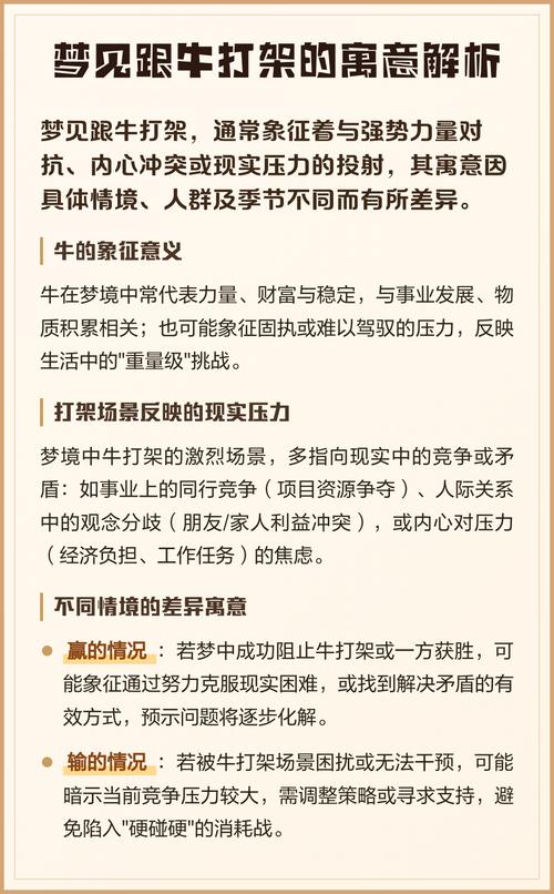 梦见牛打架究竟预示着什么含义或象征？