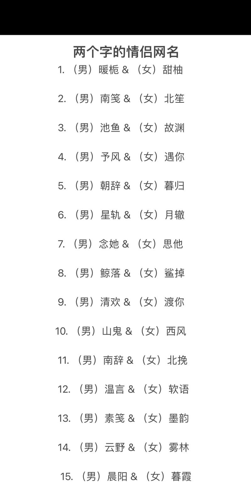 QQ炫舞情侣名字大全中两个字的好听名字有哪些？