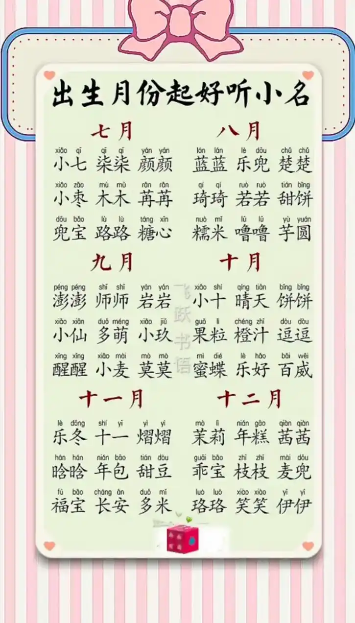 七月份出生的女孩取什么名字比较好？