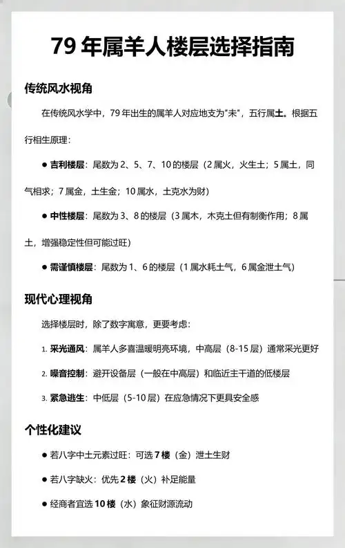 属羊的人选楼层风水有什么特别讲究吗？