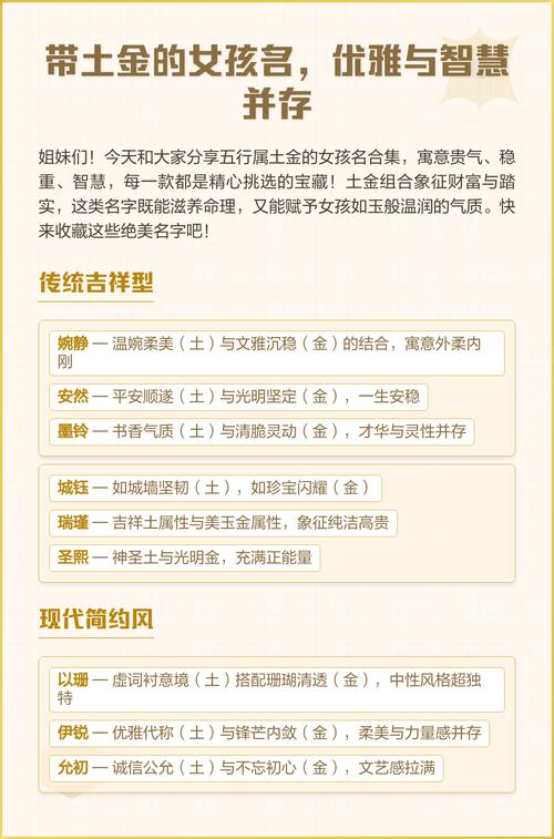 有哪些带金带土的女孩名字推荐？