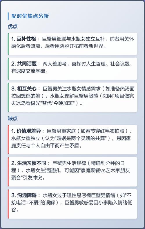 水瓶座和巨蟹座的爱情配对，他们的情感关系最终会怎样？