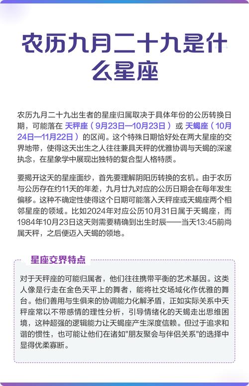农历九月二十九是什么星座？
